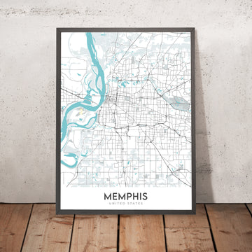Moderne Stadtkarte von Memphis, TN: Innenstadt, Graceland, FedEx Forum, I-40, I-240 