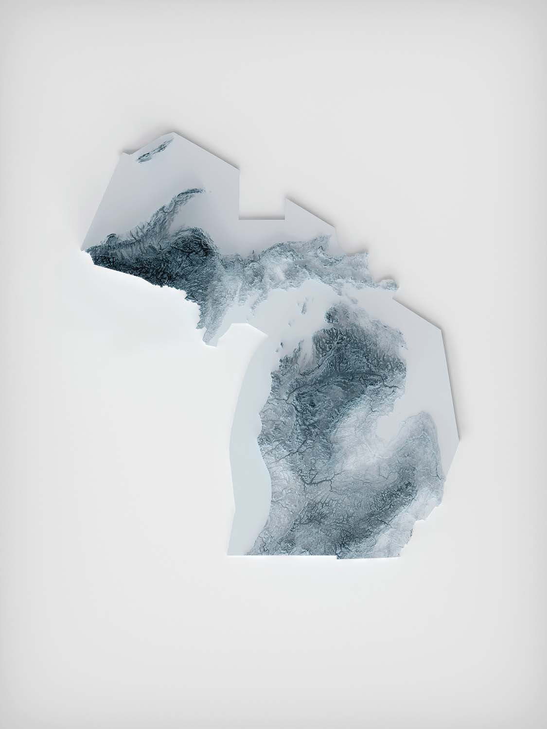 Michigan & Great Lakes Topographic 3D Relief Map