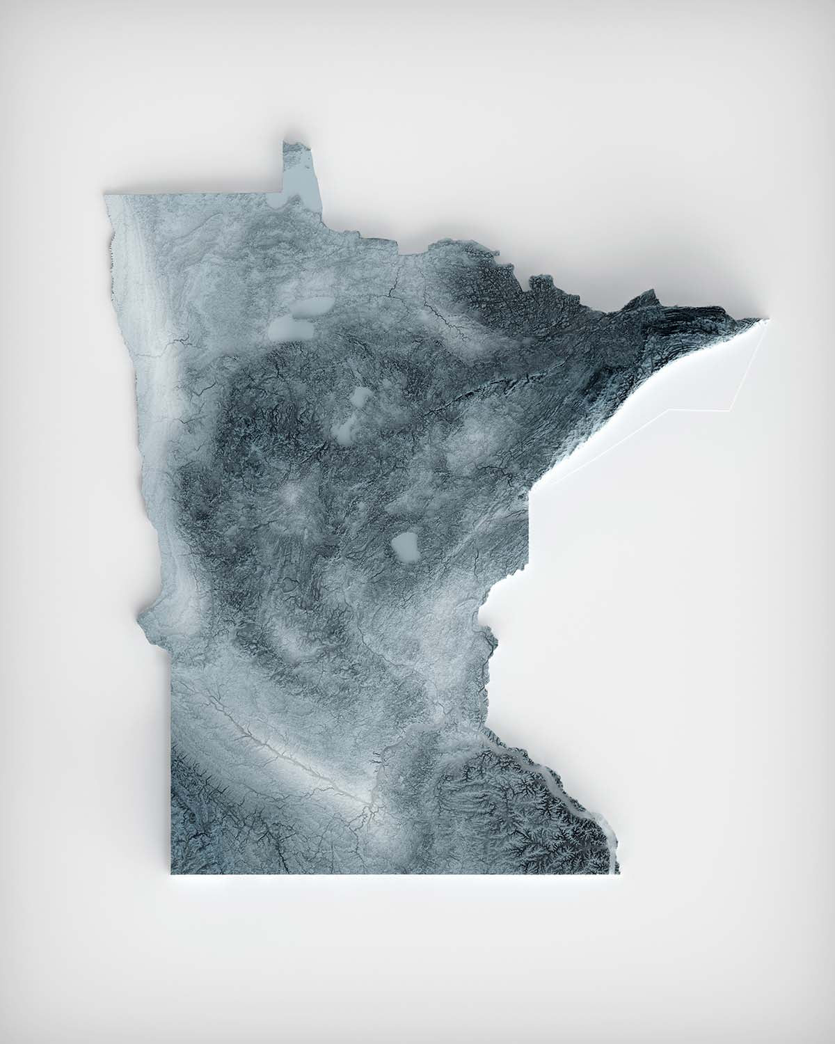 Minnesota Topographic 3D Relief Map