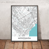 Mapa moderno de la ciudad de Mississauga, Canadá: centro de la ciudad, Streetsville, Port Credit, galería de arte, Square One
