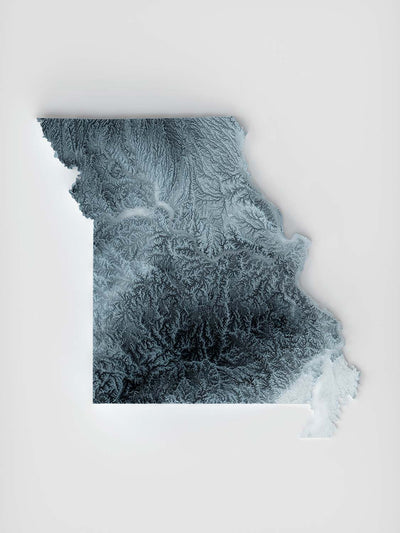 Missouri Topographic 3D Relief Map