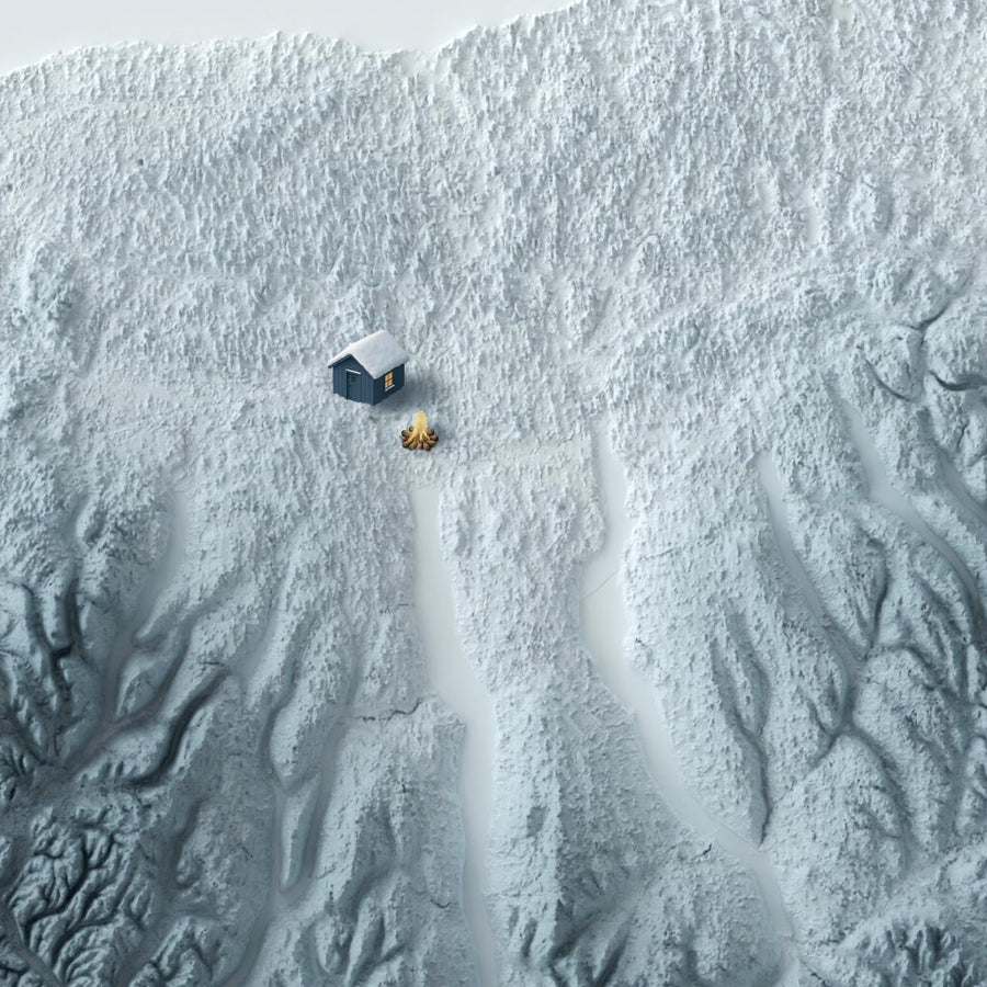 An example of a personalised monochrome 3D relief map