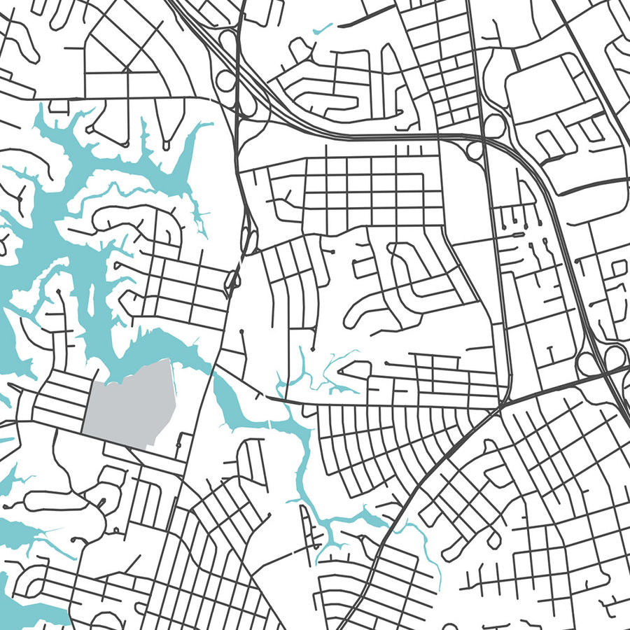 Moderne Stadtkarte von Norfolk, VA: Ghent, Chrysler Museum, Nauticus, Botanischer Garten von Norfolk, I-264 
