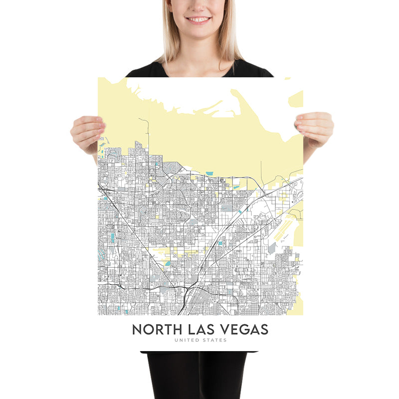 Modern City Map of North Las Vegas, NV: Aliante, Eldorado, I-15, I-215, Las Vegas Blvd