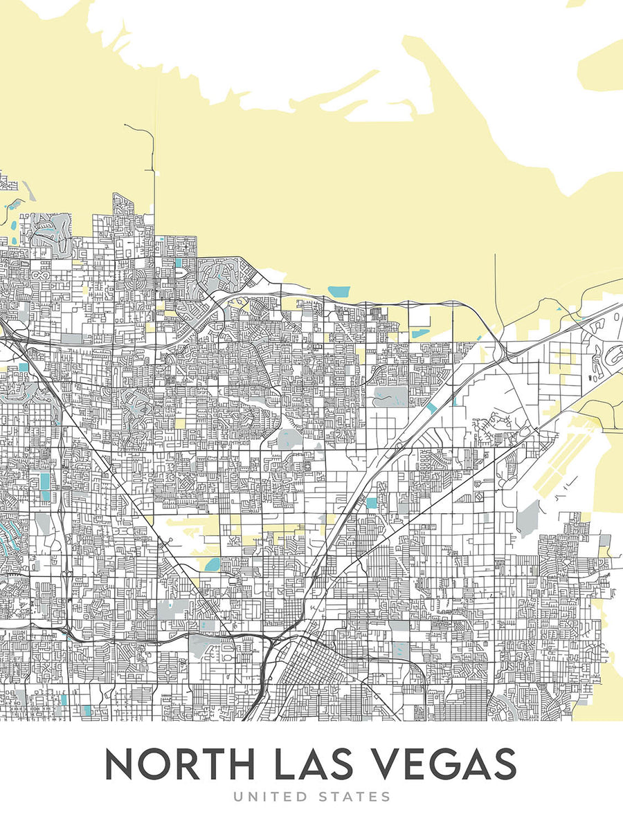 Moderne Stadtkarte von North Las Vegas, NV: Aliante, Eldorado, I-15, I-215, Las Vegas Blvd 