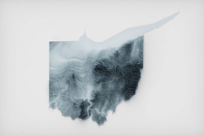 Ohio Topographic 3D Relief Map