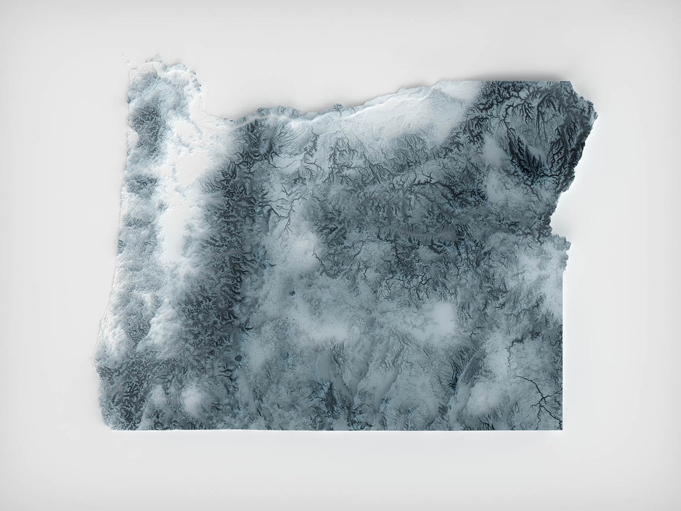 Oregon Topographic 3D Relief Map