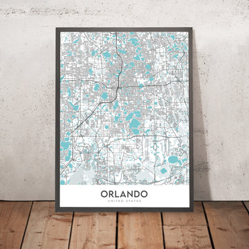 Moderne Stadtkarte von Orlando, FL: College Park, Lake Eola Park, Leu Gardens, I-4, SR 408 