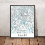 Moderne Stadtkarte von Orlando, FL: College Park, Lake Eola Park, Leu Gardens, I-4, SR 408 