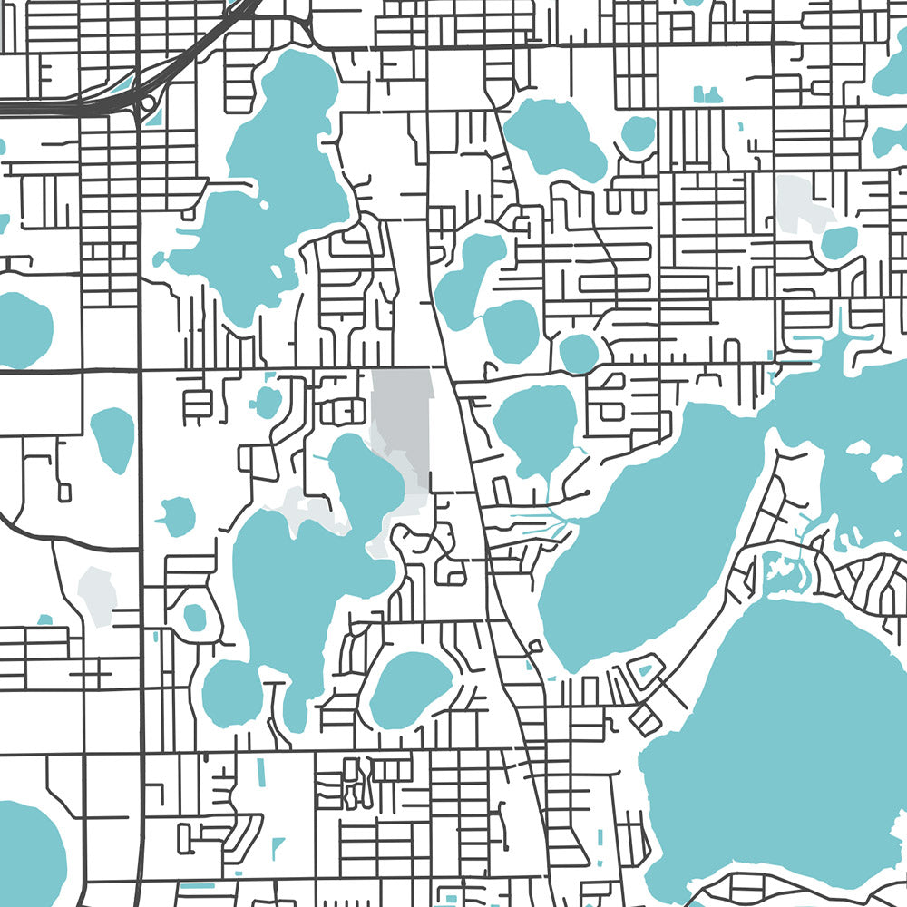 Plan de la ville moderne d'Orlando, Floride : College Park, Lake Eola Park, Leu Gardens, I-4, SR 408