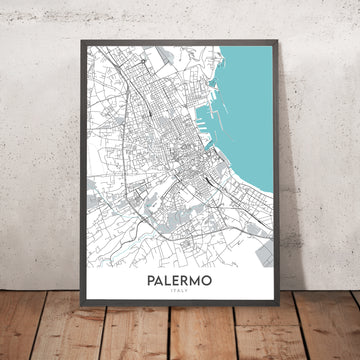 Moderne Stadtkarte von Palermo, Italien: Albergheria, Kalsa, Teatro Massimo, Politeama, Quattro Canti 
