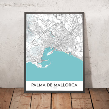 Modern City Map of Palma de Mallorca, Spain: Old Town, Santa Catalina, Paseo Maritimo