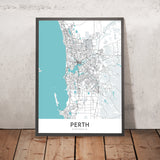 Modern City Map of Perth, Australia: CBD, Kings Park, Swan River, Optus Stadium, Mitchell Fwy