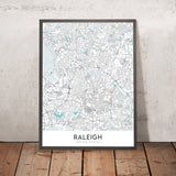Mapa de la ciudad moderna de Raleigh, NC: Centro, Museos, Parques, Estadios 