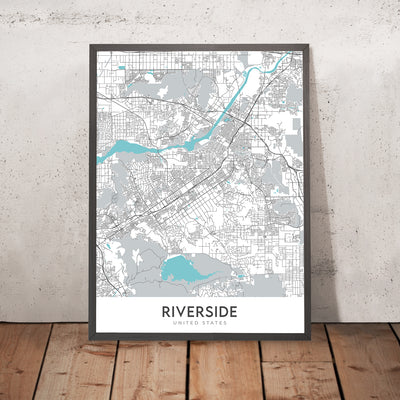 Plan de la ville moderne de Riverside, Californie : Arlington, centre-ville, La Sierra, Riverside Art Museum, Université de Californie