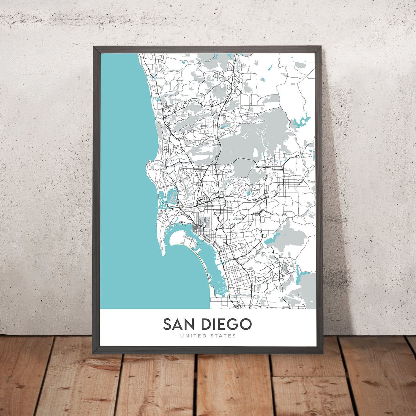 Modern City Map of San Diego, CA: Balboa Park, Gaslamp Quarter, La Jolla, Mission Beach, Pacific Beach