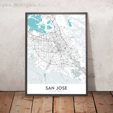 Mappa della città moderna di San Jose, CA: Willow Glen, Rose Garden, Japantown, I-280, CA-85 