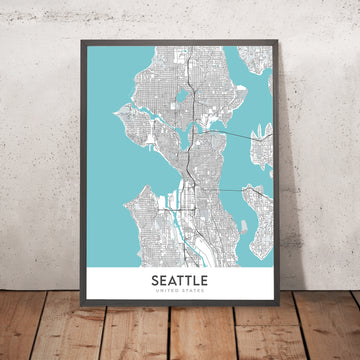 Plan de la ville moderne de Seattle, WA : Capitol Hill, Queen Anne, Belltown, Pike Place Market, Space Needle