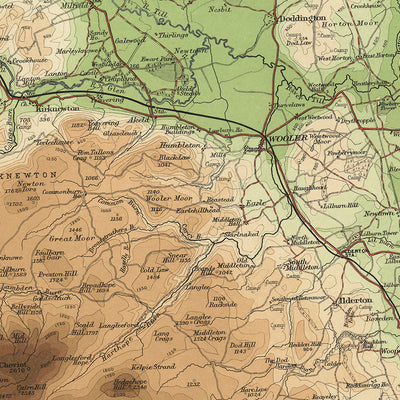 Ancienne carte OS de Northumberland - Nord par Bartholomew, 1901 : Alnwick, Berwick, Cheviot Hills, Tweed, Mur d'Hadrien, Lindisfarne