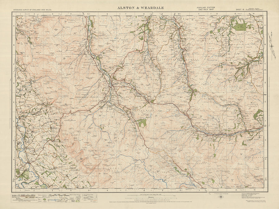 Old Ordnance Survey Map, Sheet 10 - Alston & Weardale, 1925: Allendale Town, Edenhall, Langwathby, Great Salkeld, Kirkoswald