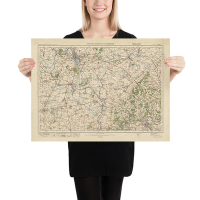 Mapa de Old Ordnance Survey, hoja 105 - Oxford y Henley on Thames, 1925: Abingdon, Didcot, Wantage, Thame, Chiltern Hills AONB