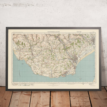 Alter Ordnance Survey-Karte, Blatt 109 - Pontypridd & Barry, 1925: Cardiff, Bridgend, Porthcawl, Newport und Caerphilly 