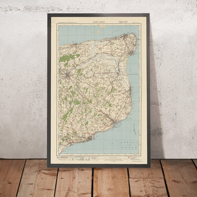 Old Ordnance Survey Map, Blatt 117 – East Kent, 1925: Canterbury, Dover, Folkestone, Broadstairs, Kent Downs AONB