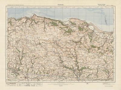 Old Ordnance Survey Map, Blatt 119 – Exmoor, 1925: Minehead, South Molton, Dunster, Watchet, Foreland Point