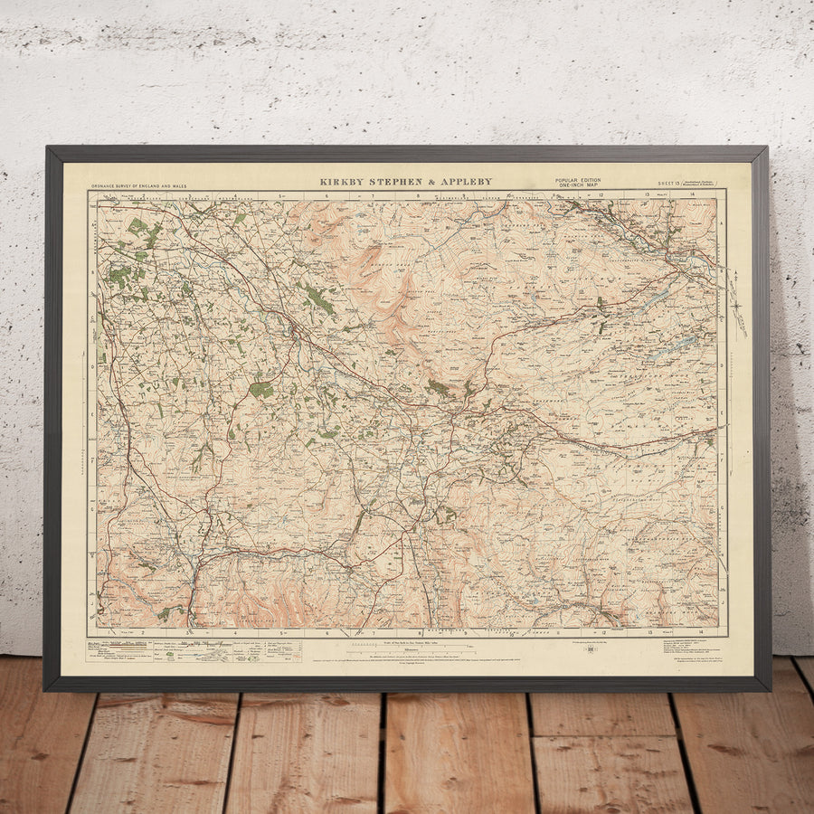 Old Ordnance Survey Map, Sheet 13 - Kirkby Stephen & Appleby, 1925: Brough, Shap, Tebay, Morland, North Pennines AONB