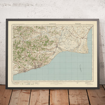 Alte Ordnance Survey-Karte, Blatt 135 - Hastings, 1925: Bexhill, Rye, Battle, Lydd, High Weald AONB 