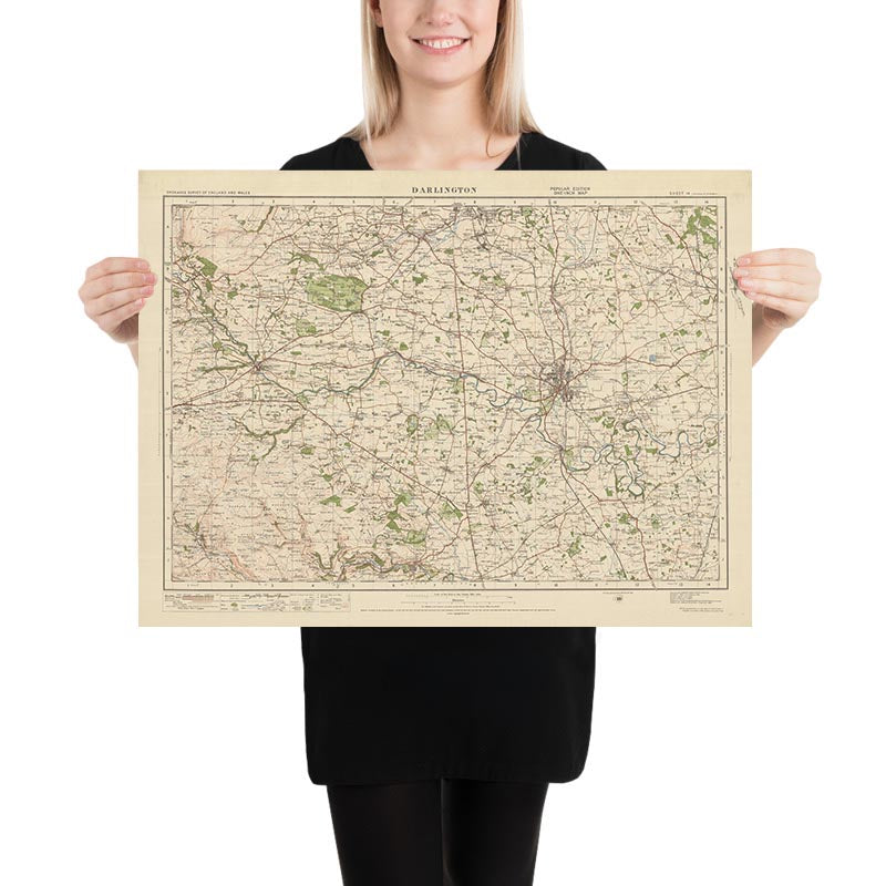 Old Ordnance Survey Map, Sheet 14 - Darlington, 1925: Newton Aycliffe, Shildon, Richmond, Barnard Castle, St Helen Auckland