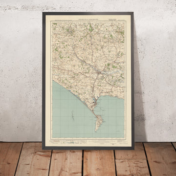 Alter Ordnance Survey Karte, Blatt 140 - Weymouth & Dorchester, 1925: Cerne Abbas, Puddletown, Abbotsbury, Isle of Portland, Dorset AONB 