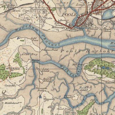 Old Ordnance Survey Map, Sheet 141 - Bournemouth & Swanage, 1919-1926: Poole, Christchurch, Wareham, Poole Harbour, Isle of Purbeck, Corfe Castle