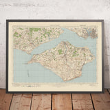 Ancienne carte de l'Ordnance Survey, feuille 142 - Île de Wight, 1919-1926 : Portsmouth, Newport, Ryde, Cowes, Gosport, Carisbrooke Castle, The Needles, Osborne House