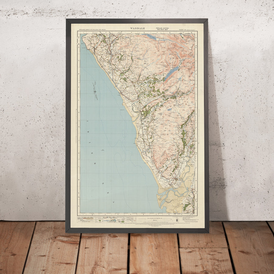 Old Ordnance Survey Map, Sheet 18 - Wasdale, 1925: Egremont, Ravenglass, Millom, Scafell Pike, Lake District National Park