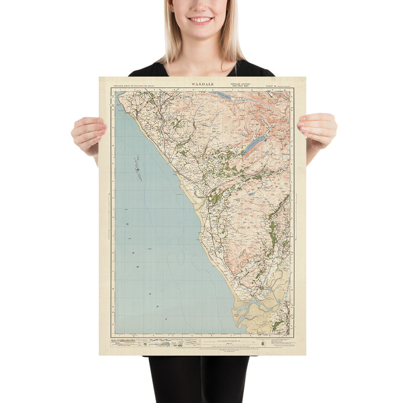 Old Ordnance Survey Map, Sheet 18 - Wasdale, 1925: Egremont, Ravenglass, Millom, Scafell Pike, Lake District National Park