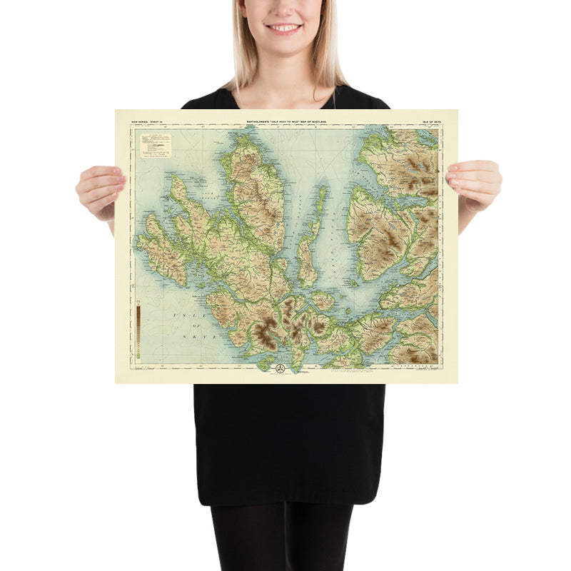Antiguo mapa OS de la Isla de Skye por Bartholomew, 1901: Portree, Cuillin Hills, Loch Snizort, Dunvegan Castle, Raasay, The Storr