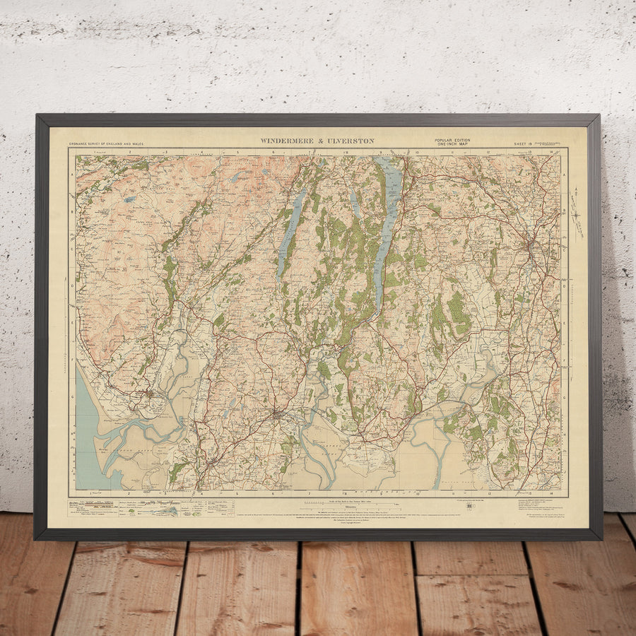 Old Ordnance Survey Map, Sheet 19 - Windermere & Ulverston, 1925: Dalton-in-Furness, Millom, Grange-over-Sands, Kendal and Lake District National Park