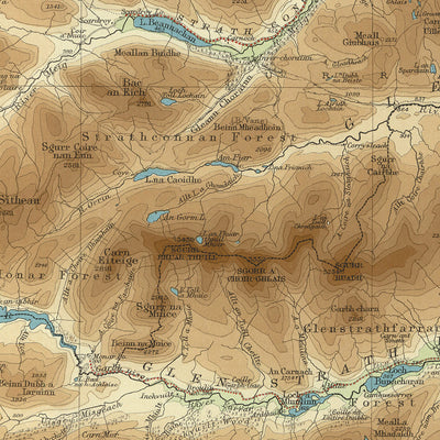 Alte OS-Karte von Central Ross & Cromarty, Schottland von Bartholomew, 1901: Dingwall, Ullapool, Loch Maree, Ben Wyvis, River Conon, Fannich Mountains