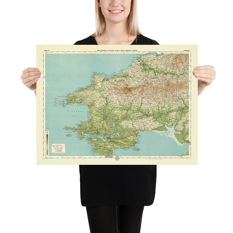 Antiguo mapa OS de Pembroke, Pembrokeshire por Bartholomew, 1901: Haverfordwest, Tenby, Preseli Hills, St Brides Bay, Pembroke Castle, River Teifi