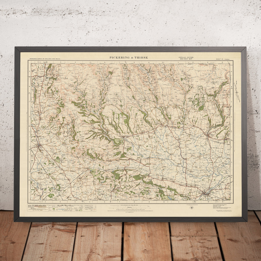 Old Ordnance Survey Map, Sheet 22 - Pickering & Thirsk, 1925: Malton, Helmsley, Kirkbymoorside, Howardian Hills AONB, North York Moors National Park