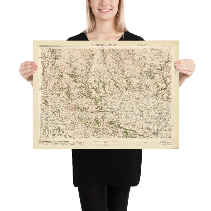 Old Ordnance Survey Map, Sheet 22 - Pickering & Thirsk, 1925: Malton, Helmsley, Kirkbymoorside, Howardian Hills AONB, North York Moors National Park