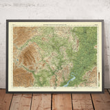 Mapa antiguo del condado de Herefordshire por Bartholomew, 1901: Hereford, Abergavenny, Cheltenham, río Wye, montañas negras, bosque de Dean, colinas de Malvern 