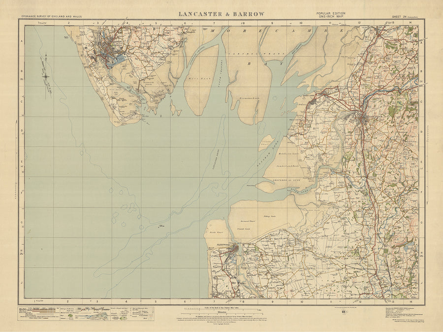 Old Ordnance Survey Map, Sheet 24 - Lancaster & Barrow, 1925: Morecambe, Fleetwood, Garstang, Heysham, Pilling