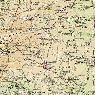 Old OS Map of Oxford by Bartholomew, 1901: Oxfordshire, Thames, Chiltern Hills, Blenheim Palace, Cotswolds, Wychwood Forest