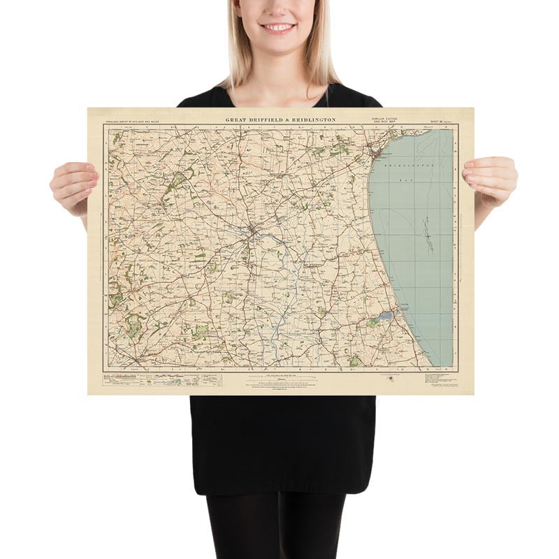 Old Ordnance Survey Map, Sheet 28 - Gt Driffield & Bridlington, 1925: Hornsea, Nafferton, Skipsea, Market Weighton, Hutton Cranswick