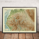 Ancienne carte OS de la région des lacs par Bartholomew, 1901 : Windermere, Scafell Pike, Lancaster, Carlisle, Ullswater, Kendal