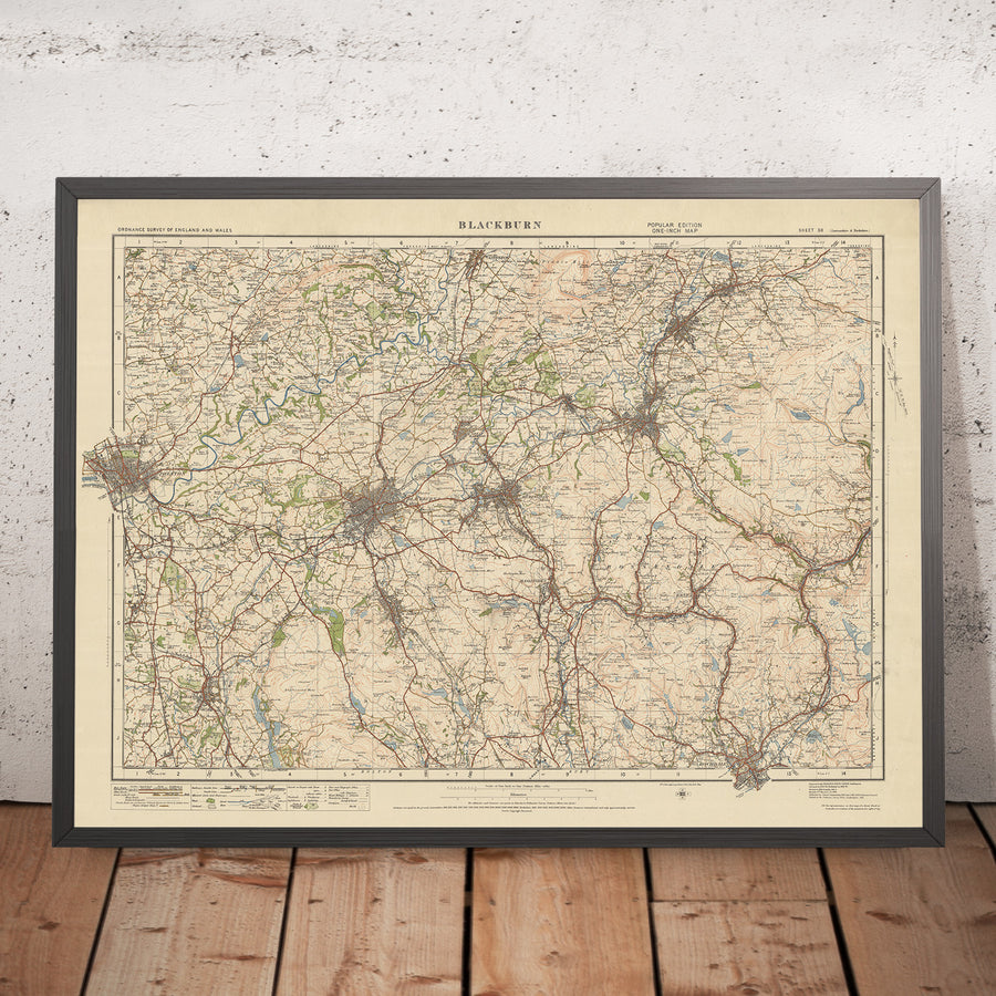 Old Ordnance Survey Map, Sheet 30 - Blackburn, 1925: Preston, Burnley, Clitheroe, Accrington, Chorley