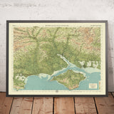 Old OS Map of New Forest & Isle of Wight, Hampshire by Bartholomew, 1901: Southampton, Bournemouth, Poole Harbour, Carisbrooke Castle, Needles Rocks