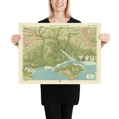 Antiguo mapa OS de New Forest y la Isla de Wight, Hampshire por Bartholomew, 1901: Southampton, Bournemouth, New Forest, Isla de Wight, Castillo de Carisbrooke, Needles Rocks